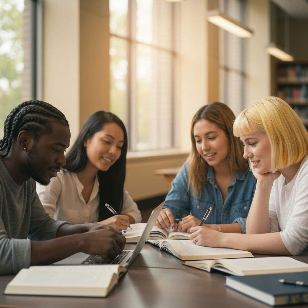 Students studying with tutoring support